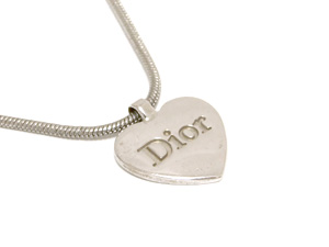 クリスチャンディオール Dior◇ロゴ ホワイト ハート ネックレス