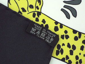 エルメス/カレ90 スカーフ 【Les Leopards （レオパード）】/黒×白 