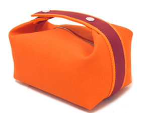最高級の品質  美品 オレンジ GM ブリッドアブラック エルメス ハンドバッグ